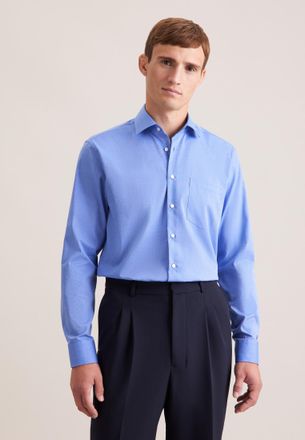 Seidensticker Businesshemd SEIDENSTICKER Schwarze Rose, Herren, Gr. 3XL (47), normale &Auml;rmell&auml;ngen, blau (mittelblau), 100% Baumwolle, unifarben, regular fit, 2-Knop