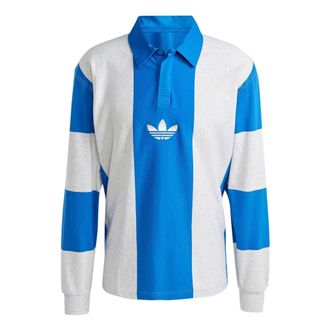 adidas Originals Hack Rugby Long Sleeve Polo Shirts Blue White IM4584