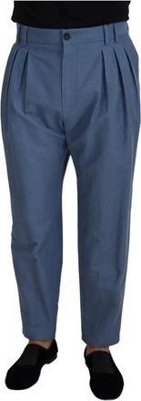 Dolce & Gabbana Blauwe Linnen Chino Formele Broek - Heren - Chinos - Blauw - XL - Linnen - Broeken