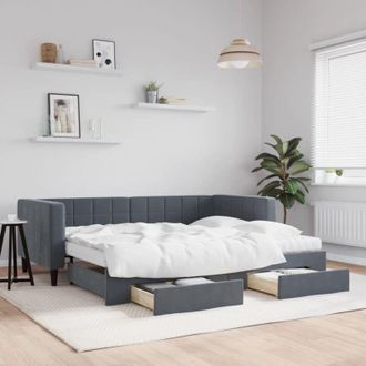 vidaXL Vidaxl - Sof&aacute; Cama Nido Con Cajones Terciopelo Gris Oscuro 90x200 Cm