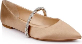 Badgley Mischka Vana Womens Nude Embellished Pointed Toe Flats HTAT1125