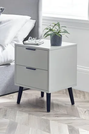 Julian Bowen Alba 2 Drawer Bedside Table in Grey