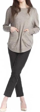 Papillon Rounded Hem Sweater Tunic Top In Silver