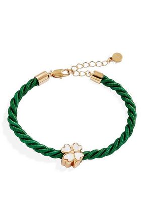 Alex and Ani Four Leaf Clover Cord Bracelet in Green at Nordstrom