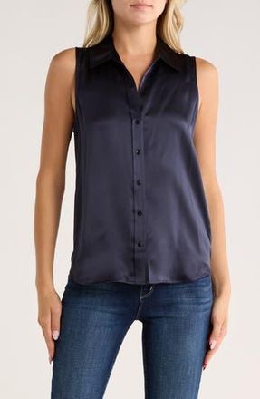 L'agence Emmy Sleeveless Silk Shirt in Midnight at Nordstrom Rack, Size X-Small