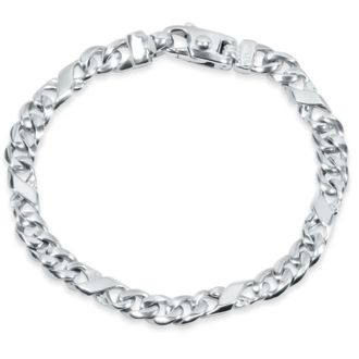 Pompeii3 Mens Infinity Figaro Link 14k Gold (26gram) or Platinum (42gram) 7.5mm Bracelet 8.5
