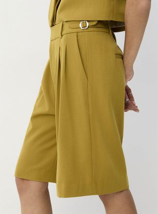 Icone Womens Buckle side-strap pleated Bermuda short