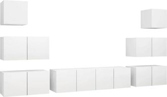 vidaXL 8 Piece TV Cabinet Set White Engineered Wood vidaXL