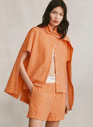 Miiyu Womens Striped seersucker pyjama set