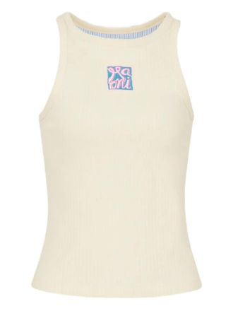 Marni ribbed embroidered tank top - Yellow