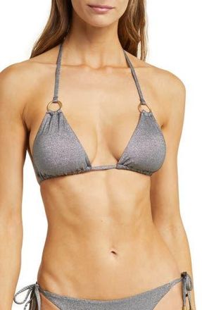 Vitamin A Cosmo Ring Detail Metallic Triangle Bikini Top in Twilight Metallic at Nordstrom Rack, Size X-Small