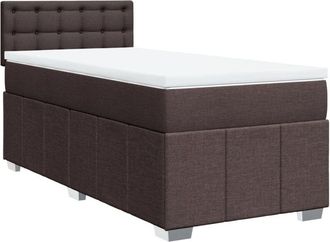 vidaXL Cama Box Spring Con Colch&oacute;n Tela Marr&oacute;n Oscuro 80x200 Cm Vidaxl