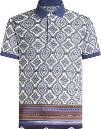 Etro Tops, Heren, Veelkleurig, S, Katoen, Polo met geometrische print