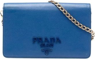 Prada Pre-owned Cross Body Bags, female, Blue, Size: ONE SIZE Pre-owned Saffiano Crossbody Bag