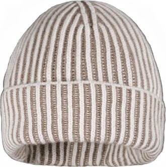 Moorer Berretto a coste con motivo righe - Toni neutri