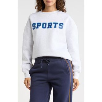 90 Degree by Reflex Varsity Vault Fleece Graphic Sweatshirt in Heather Light Grey/Navy at Nordstrom Rack, Size X-Large