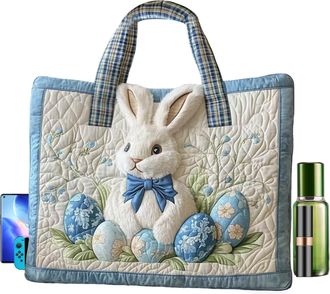 Generic Bunny Bag, Cute Canvas Handbag, Bunny Tote Bag for Women, Girls, Kids, and Children, Outdoor Easter Egg Hunting, Party, Gathering, Durable and Lightwe