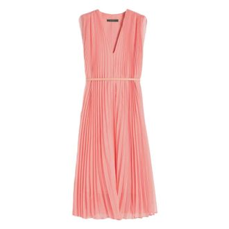 Max Mara Midi Dresses, female, Pink, Size: S Pliss&eacute;-pleated chiffon dress