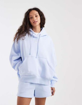 Nike Phoenix Fleece - Felpa azzurra super oversize con cappuccio-Blu