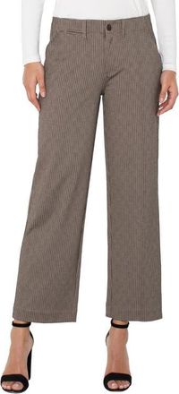 Liverpool L.A. Stripe Crop Wide Leg Pants in Camel/Sand Stripe at Nordstrom, Size 12P