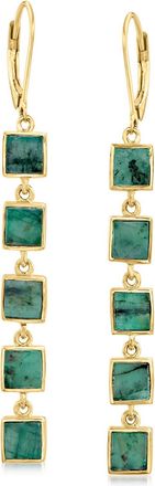 Ross-Simons Emerald Square-Link Drop Earrings in 18kt Gold Over Sterling