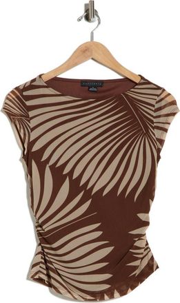 Sanctuary Meet You There Cap Sleeve Mesh Top in Hickory Palm Brown at Nordstrom Rack, Size X-Large