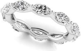 Allurez Marquise Cut Lab Grown Diamonds Eternity Ring Wedding Band 14K White Gold (2.35ct)