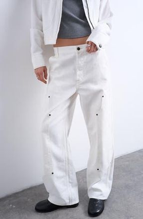 Topshop Column Straight Leg Jeans in Ivory at Nordstrom Rack, Size 24