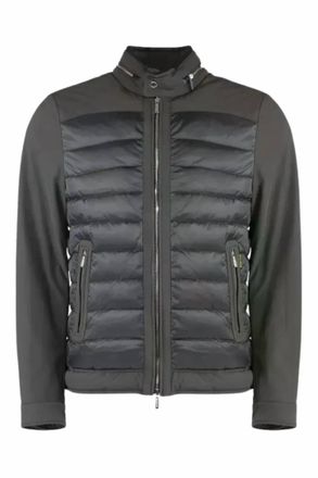 Moorer Mens Stand Collar Spliced Jacket In Asfalto/dark Grey