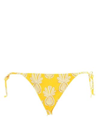 La DoubleJ pineapple-print bikini bottoms - women - Polyamide/Elastane - L - Yellow