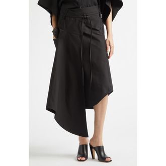 Bottega Veneta Asymmetric Compact Cotton Toile Wrap Skirt in 1010 Double Black at Nordstrom, Size 36