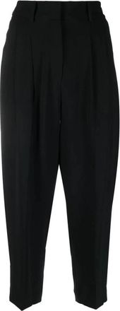 Michael Kors Zwarte Geplooide Crop Formele Broek - Dames - Straight fit broeken - Zwart - 2XS - Polyester - Broeken