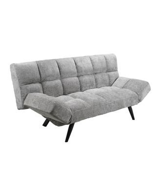 Home Heavenly Sof&aacute; cama click-clack de tela en color gris y patas de madera negras