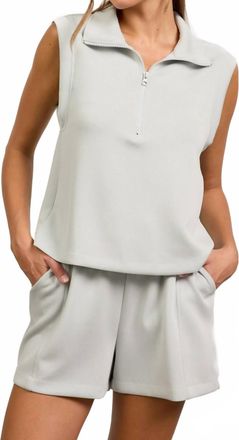 Skies Are Blue Clothing Savannah Scuba Sleeveless Top In Powder Blue Grey