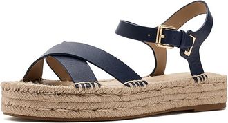 Lauren Ralph Lauren Emeryn Platform Espadrille Womens Sandals Refined Navy : 8.5 B - Medium, Leather