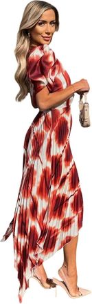 AX PARIS Midi-jurk met pofmouwen voor dames/dames (Roest)
