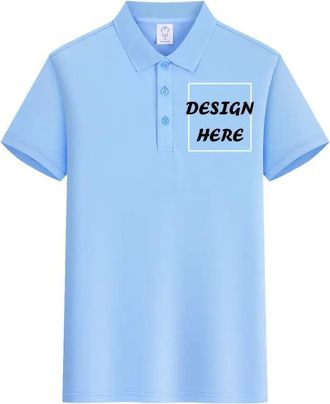 Generic MioRoim Custom Polo Shirts for Men Personalized Golf Shirt Customize Your own Text Photos Short Sleeves (UK, Alpha, M, Regular, Regular, Sky Blue)