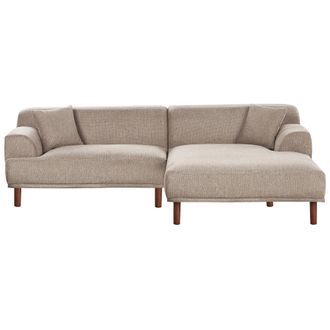 Beliani Beliani - Sof&aacute; Esquinero 3 Plazas De Tela Izquierdo Estilo Minimalista Gris Pardo Holt