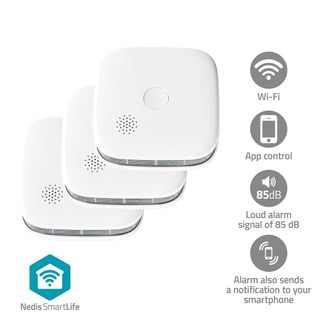 Nedis Detector De Humo Smartlife Wifi Funciona Con Pilas Ciclo De Vida Del Sensor: 10 A&ntilde;os En 14604 M&aacute;x. Duraci&oacute;n De La Bater&iacute;a: 24 Meses 85db Blanco 3 Piez