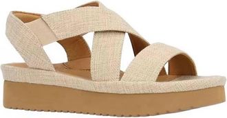 L'Amour Des Pieds Womens Aizling Platform Wedge Slip On Sandals In Natural Linen