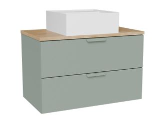 Vente-Unique Mueble de ba&ntilde;o suspendido con lavabo sobre encimera cuadrado - Verde salvia - A80 cm - AVORELI
