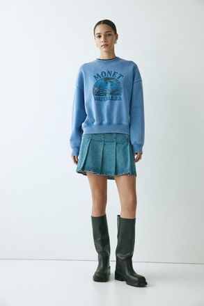 H&M Oversized Print-motif Sweatshirt in Blue/monet at Nordstrom, Size Xx-Large