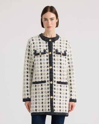 NVLT Womens Eyelash Vintage Plaid Jacket with Contrast Edge