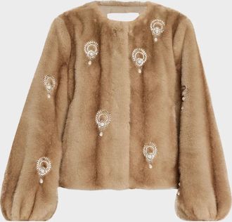 Cinq &agrave; Sept Benson Embellished Faux-Fur Coat