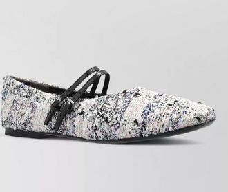 Tory Burch double strap square toe textured ballerinas