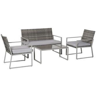 OUTSUNNY 4PCS Outdoor Patio PE Rattan Wicker Sofa Chaise Lounge Furniture Set | TJ Hughes