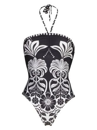 Farm Rio floral-print swimsuit - women - Elastane/Polyamide - M - Black