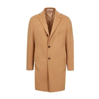 Tagliatore Jassen, Heren, Bruin, 2Xl, Wol, Enkelrijige jas