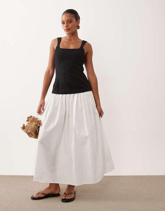 Asos Vestito lungo ibrido con corpino nero a contrasto-Multi