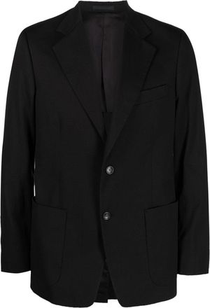Lanvin single-breasted suit jacket - men - Cotton/Elastane/Viscose/Buffalo Horn/Cupro - 50 - Black